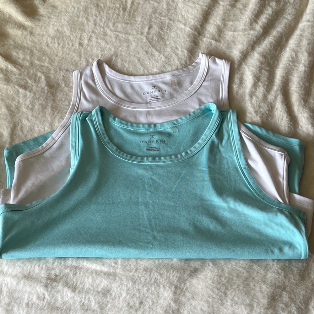 Danskin Women's Tank Tops - White and Aqua Bundle Size Large - Picture 2 of 8